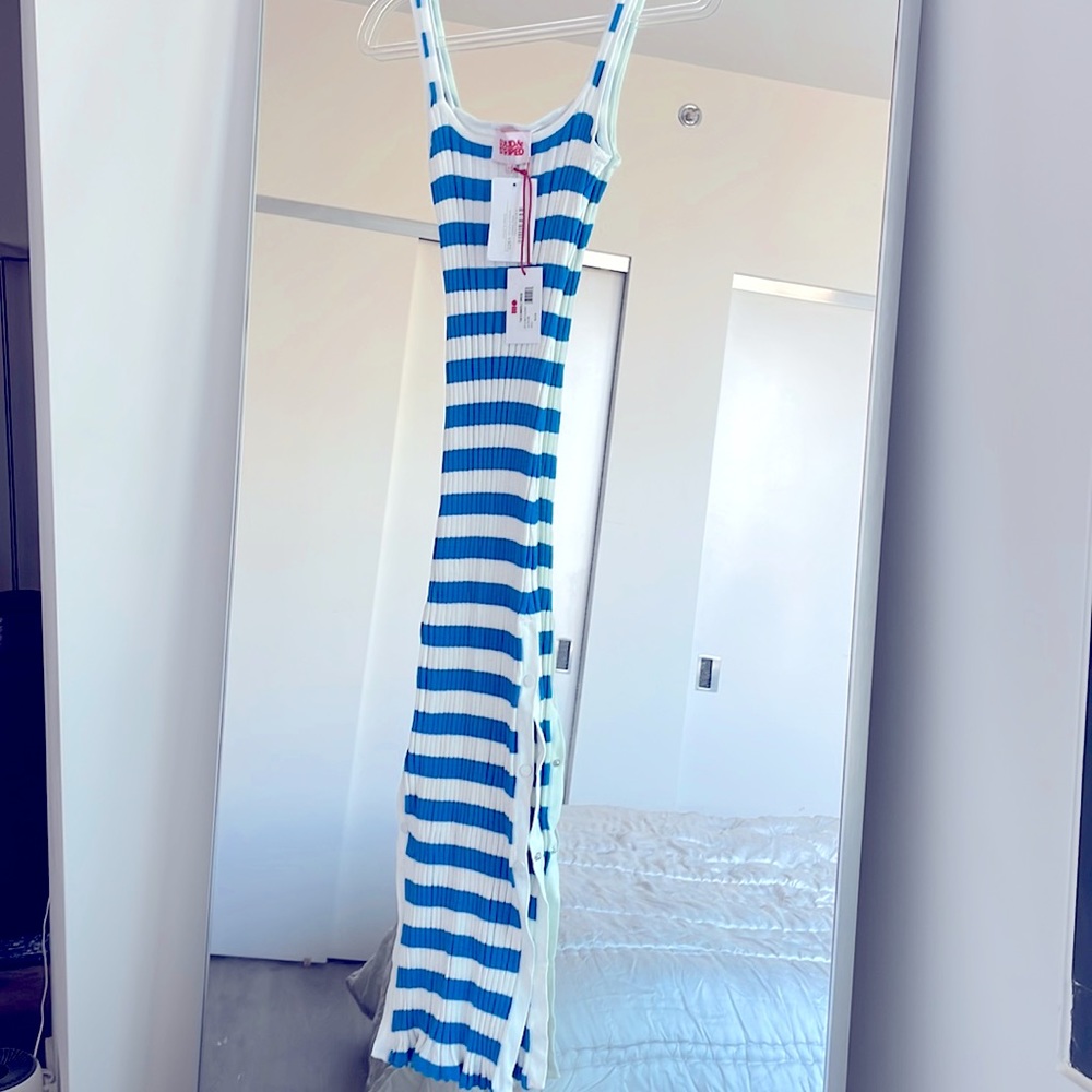 Solid & Striped Kimberly Striped Maxi Dress Peacock Blue